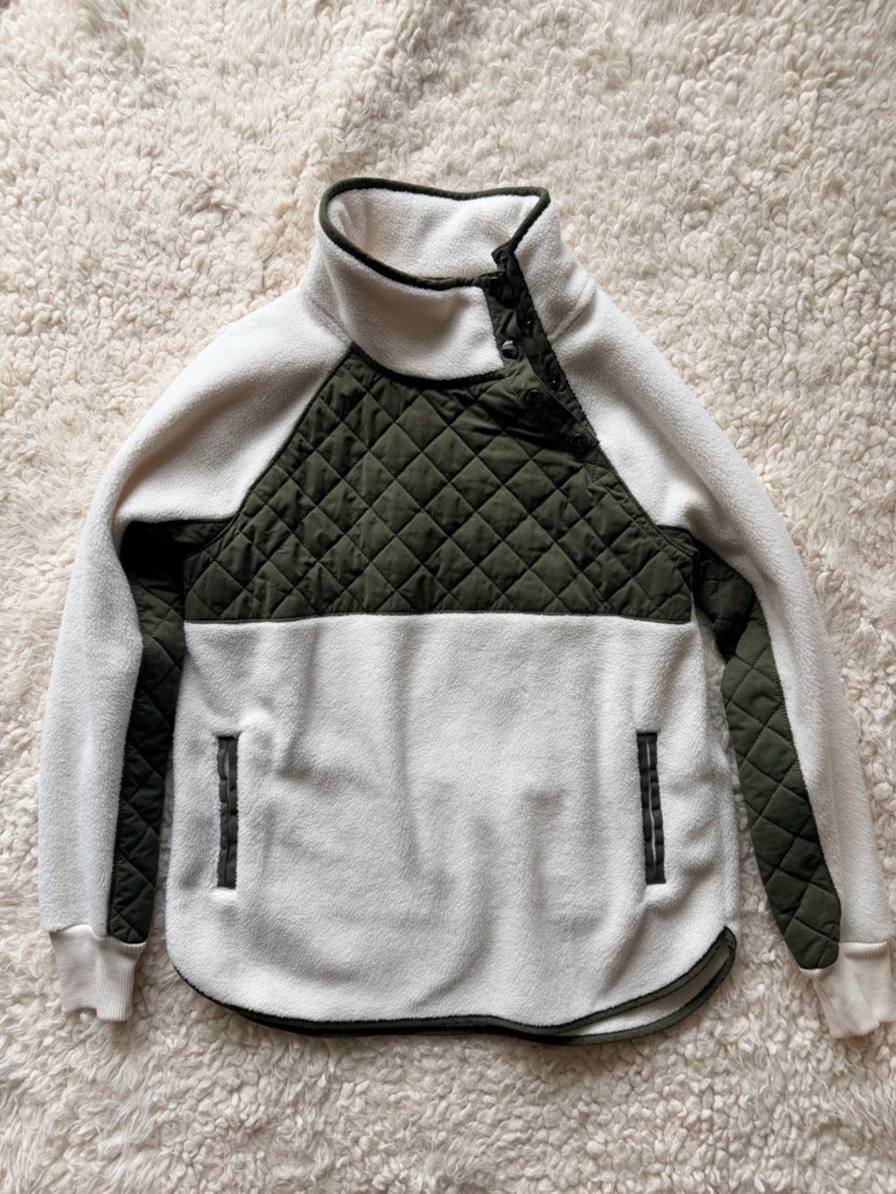 Abercrombie Cozy Quilted Snap Neck Fleece Pullover Asymmetrical Size M - Picture 5 of 5